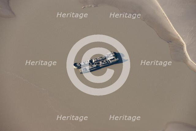 Wrecks of the two tanker barges involved in the 1960 Severn Bridge Disaster, Gloucestershire, 2014 Creator: Historic England Staff Photographer.