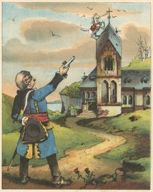 Scene from The Adventures of Baron Munchausen by Rudolph Erich Raspe, c1850. Artist: Anon