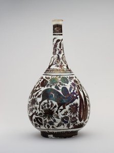 Pear-Shaped Bottle with a Bullock Design, Iran, second half 17th century. Creator: Unknown.