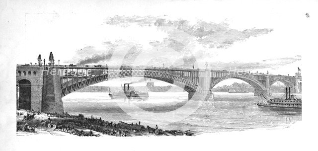 'The Bridge across the Mississippi at St. Louis', 1883. Artist: Unknown.