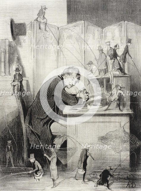 La Pêche, 1843. Creator: Honore Daumier.