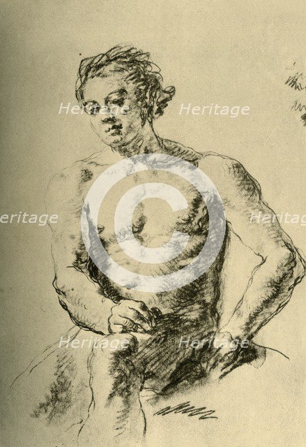 'Nude seated', mid 18th century, (1928). Artist: Giovanni Battista Tiepolo.