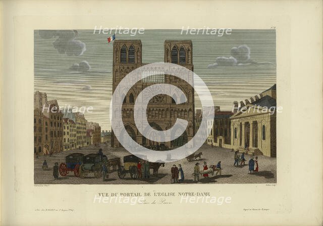 Vue du portail de l'église Notre-Dame, prise du parvis, 1817-1824. Creator: Courvoisier-Voisin, Henri (1757-1830).