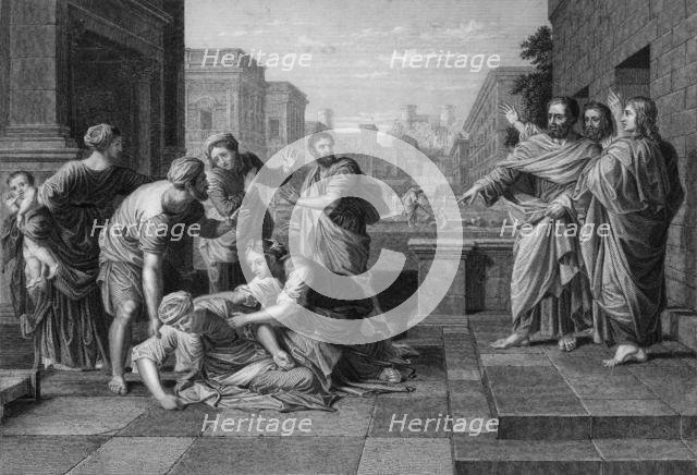 'Then fell she down straightway at his feet, and yielded up the ghost', 19th century.  Creator: W Holl.