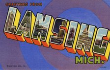 'Greetings from Lansing, Michigan', postcard, 1951. Artist: Unknown