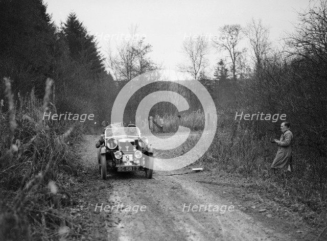 1929 MG M type competing in the Great West Motor Club Thatcher Trophy, 1938. Artist: Bill Brunell.