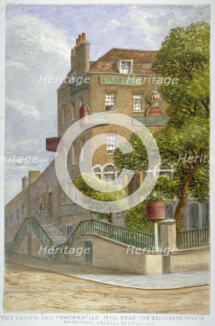 The Crown Inn, Pentonville Hill, Islington, London, c1865. Artist: JT Wilson