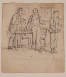 Three Men Standing, c1820-1865. Creator: David Claypoole Johnston.