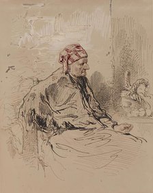 Old Woman in Red Cap, 1852-1866. Creator: Paul Gavarni.