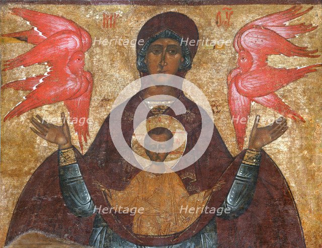 Our Lady of the Sign, 16th century. Artist: Russian icon  