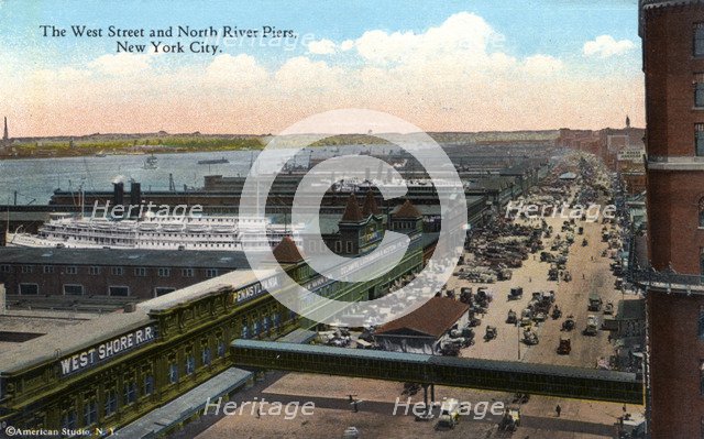 The West Street and North River Piers, New York City, New York, USA, 1916. Artist: Unknown