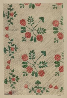 Quilt - Rose Design, 1938. Creator: Ralph Atkinson.
