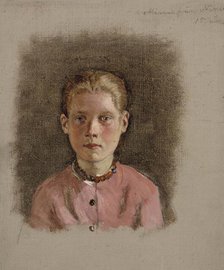 Girl's head, exercise, 1860-1870. Creator: Adolf von Becker.