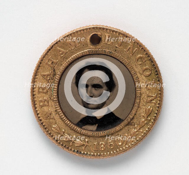 Presidential Campaign Medal with portraits of [Abraham Lincoln and] Hannibal Hamlin, 1860. Creator: Unknown.