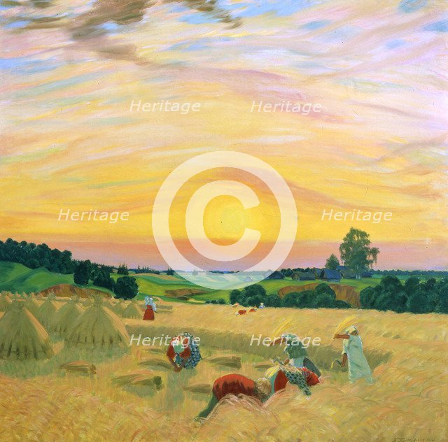 'The Harvest', 1914.  Artist: Boris Mikhajlovich Kustodiev 