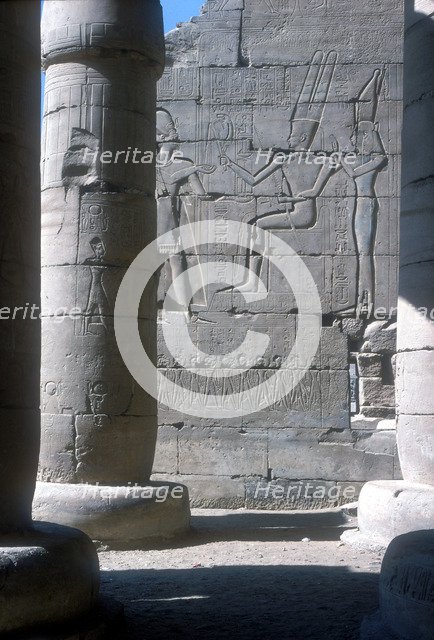 Relief of Rameses II before Amun and Mut, The Ramesseum, Temple of Rameses II, Luxor, Egypt. Artist: Unknown