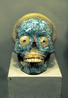 Skull covered in turquoise mosaic, Mixtec, southern Mexico, 1400-1521. Artist: Unknown