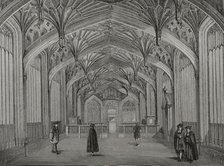 Oxford University classroom, England, 14th century, (1877). Creator: Unknown.