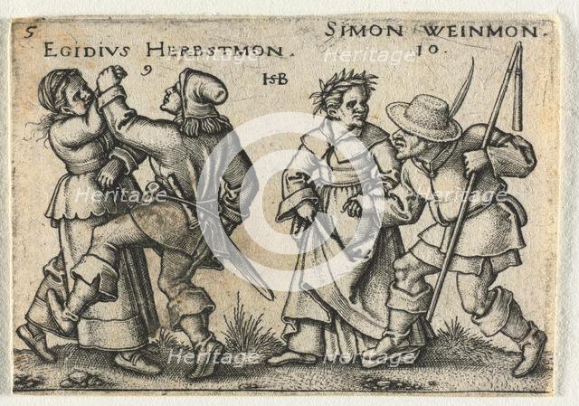 The Peasant Wedding or the Twelve Months: 9-Egidius Herbstmon 10-Simon Weinmon, 1546. Creator: Hans Sebald Beham (German, 1500-1550).