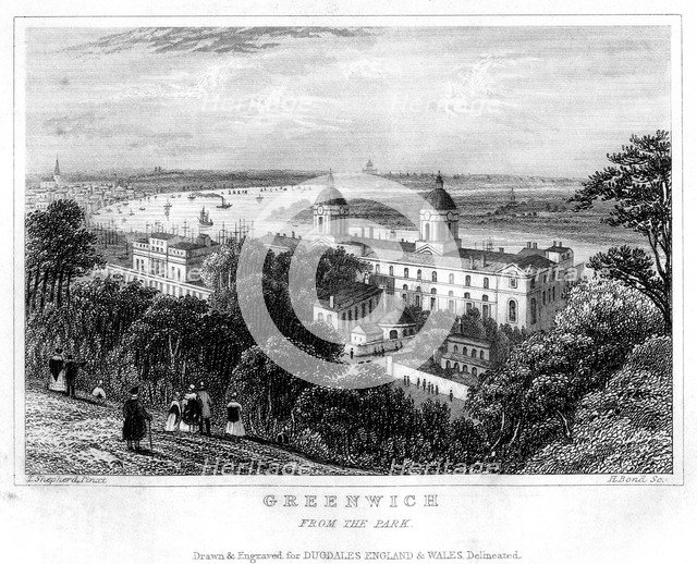 Greenwich, from the Park, London, 19th century.Artist: H Bond