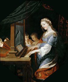 Saint Cecilia playing the organ.