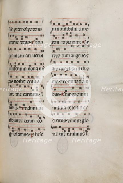 Missale: Fol. 177: Music for various ordinary prayers, 1469. Creator: Bartolommeo Caporali (Italian, c. 1420-1503).