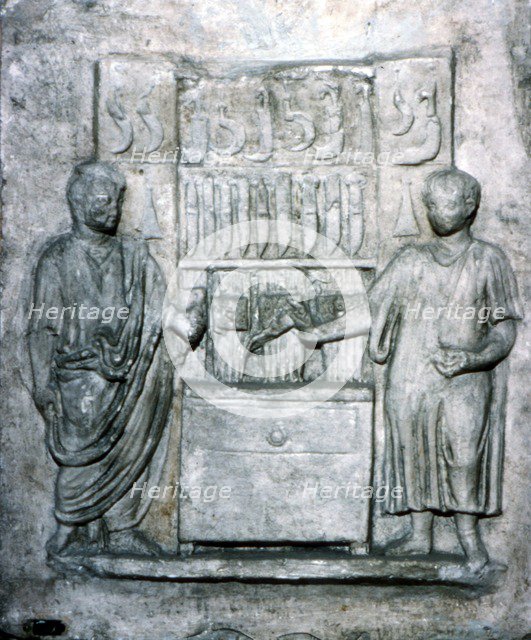 Roman relief of a Shop Selling Knives, c2nd century. Artist: Unknown.