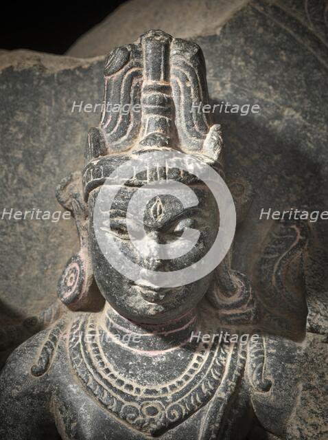 The Hindu Gods Vishnu, Shiva, and Brahma - detail, 10th century. Creator: Unknown.