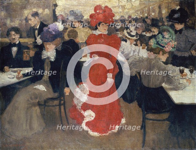 In the Café d'Harcourt in Paris, 1897. Creator: Henri Evenepoel.