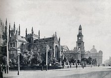 'St. Andrew's Cathedral, Sydney Town Hall, and Market Buildings, c1900. Creator: Unknown.