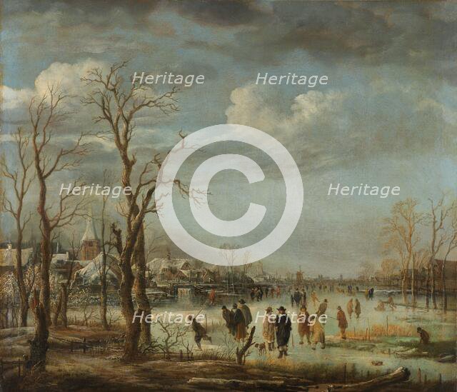 Winter Landscape near a Town with Bare Trees, c.1650-c.1655. Creator: Aert van der Neer.