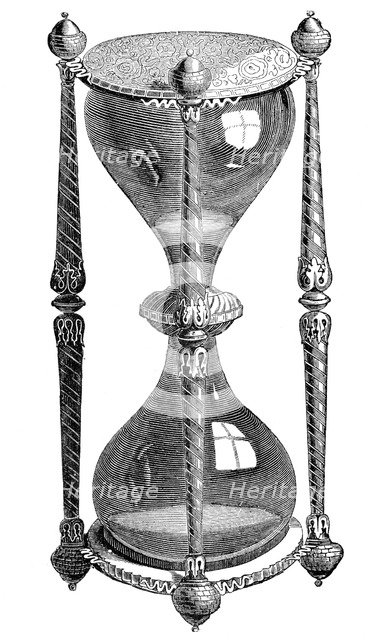 16th century hourglass, engraving, 19th century. Artist: Unknown