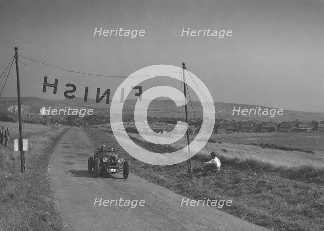 Bugatti Type 43 of AF Walsham competing in the Bugatti Owners Club Lewes Speed Trials, Sussex, 1937. Artist: Bill Brunell.