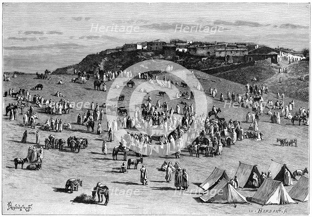 'Boghari village and market', c1890. Artist: Charles Barbant