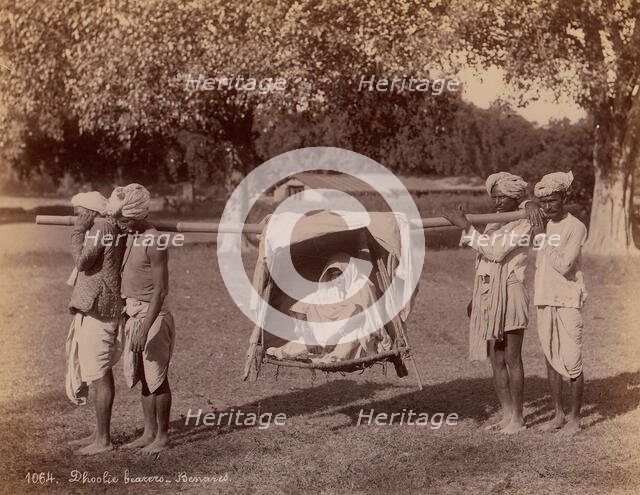 Dhoolie Bearers - Benares, 1860s-70s. Creator: Unknown.