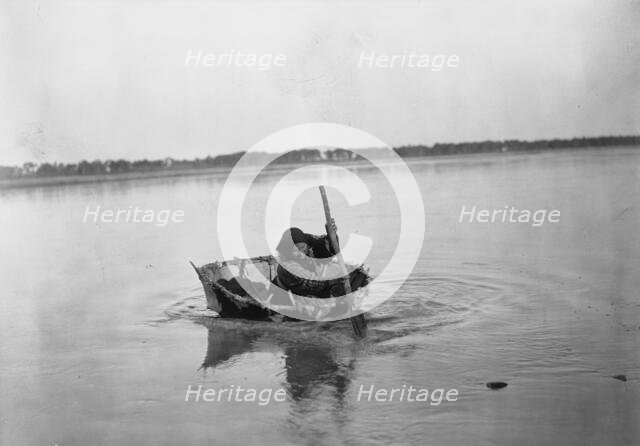 Mandan bull boat, c1908. Creator: Edward Sheriff Curtis.