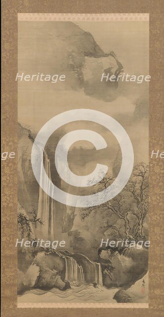 Landscape with Waterfall, 1828. Creator: Tani Buncho.