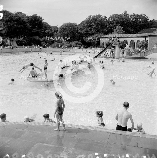 People swimming at Northsteads Lido, Scarborough, North Yorkshire, 1950s. Artist: Hallam Ashley