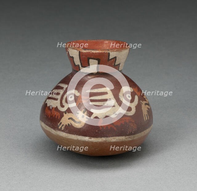 Miniature Jar Depicting Abstract Birds and Fish, 180 B.C./A.D. 500. Creator: Unknown.