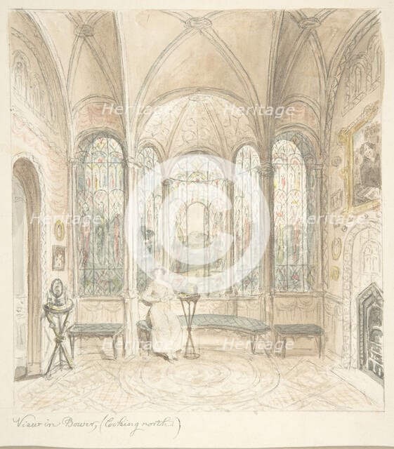 Lea Castle, Worcestershire, View in Bower, looking North, ca. 1816. Creator: Attributed to John Carter.