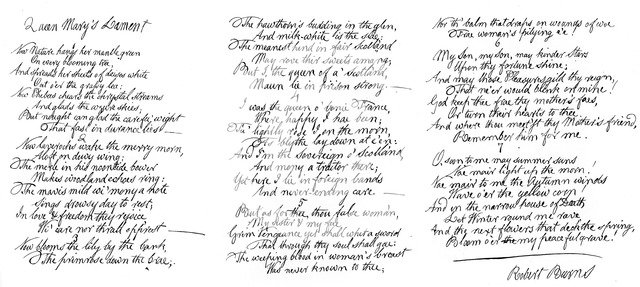 Queen Mary's Lament, poem in the handwriting of Robert Burns, late 18th century, (1840). Artist: Robert Burns