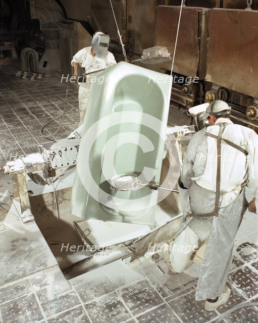 Enamelling a steel bath at Ideal Standard, Hull, Humberside, 1967.  Artist: Michael Walters