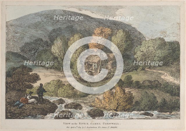 View on the River Camel Cornwall, from "Views in Cornwall", April 12, 1812., April 12, 1812. Creator: Thomas Rowlandson.