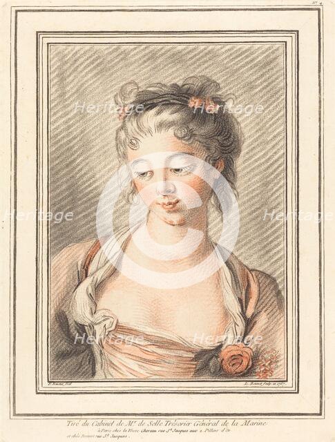 Bust of a Young Woman Looking Down, 1773 or later. Creator: Louis Marin Bonnet.