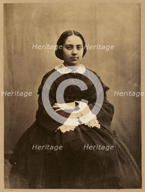 Portrait of a young lady, probably Cécile Devéria, about 1850-1855. Creators: Achille Deveria, Théodule Deveria, Octave Benoist.