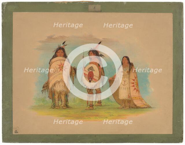 Three Riccarree Indians, 1861. Creator: George Catlin.