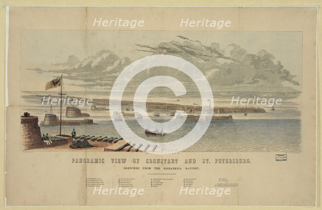 Panoramic view of Kronstadt and St. Petersburg. Artist: Anonymous  
