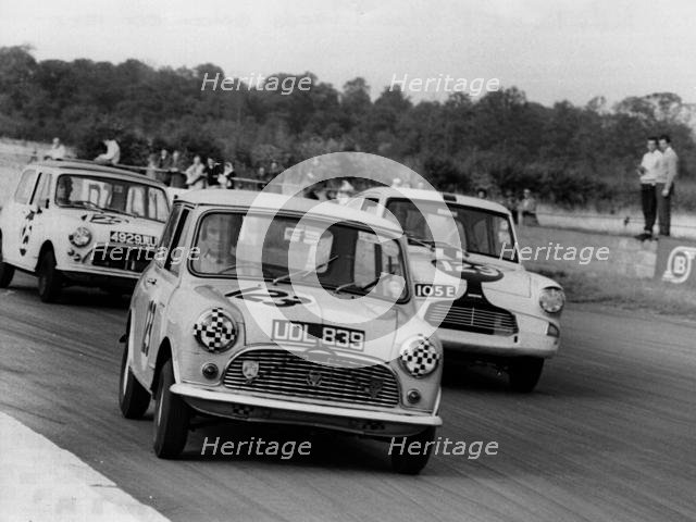 1961 Austin Mini driven by J. Gibson at Silverstone. Creator: Unknown.