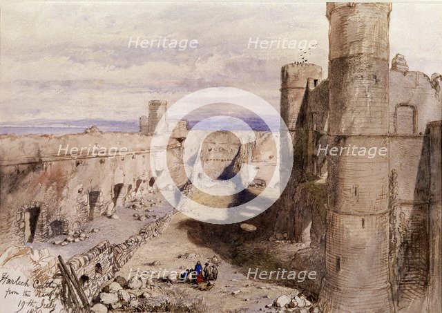Harlech Castle from the ramparts, Wales, 1850. Artist: Sir John Gilbert