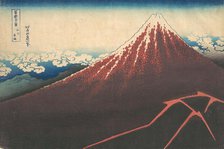 Storm below Mount Fuji (Sanka no haku u), from the series Thirty-six Views of Mount..., ca. 1830-32. Creator: Hokusai.